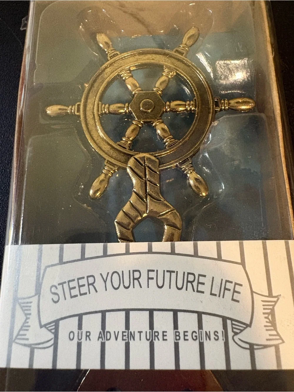 Nautical Ship Wheel Bottle Opener - Gold Tone
